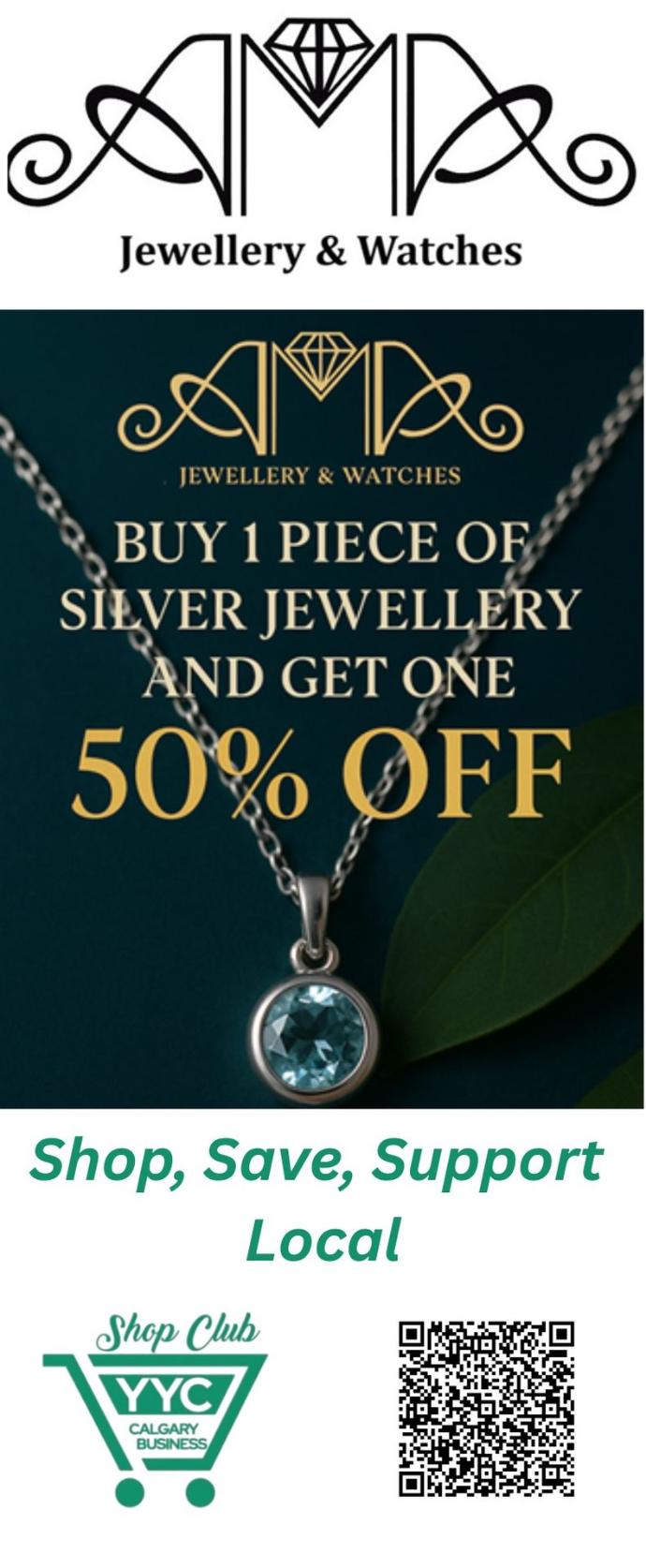 Buy one silver piece of jewellery and get 50% off the second of equal or lessor value.